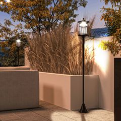 Set of Two 1.8m Traditional Style Solar Lamp Posts - Black