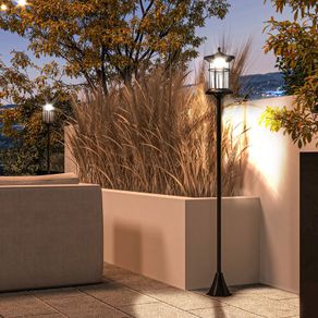 Set of Two 1.8m Traditional Style Solar Lamp Posts - Black