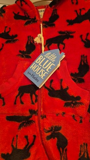 Brand new Little Blue House, by Hatley Kids, red onesie hooded fleece