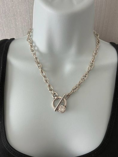 Antique Silver Plated Swarovski Crystal Necklace