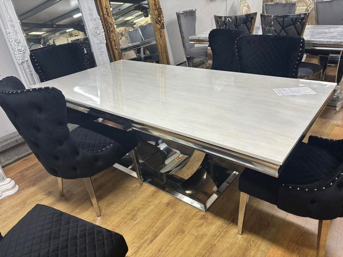 Marble Kitchen Dining Table With 6 Chairs
