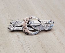 Antique Victorian Sterling Silver Swallow & Crescent Moon Bar Brooch - Birmingham 1899/1900