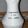 Donegal Parian china vase with pink rose pattern &  gilt sign Congratulations on your Golden Wedding Image 3