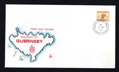 1975 Guernsey 8p Postage Due Stamp First Day Cover (FDC).