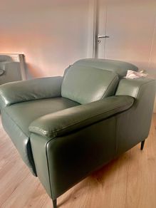 Peacock Leather Power Recliner Armchair