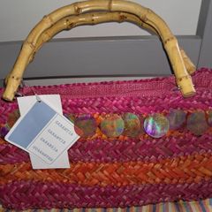 Avon Straw Bag with Bamboo handles