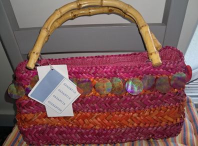 Avon Straw Bag with Bamboo handles