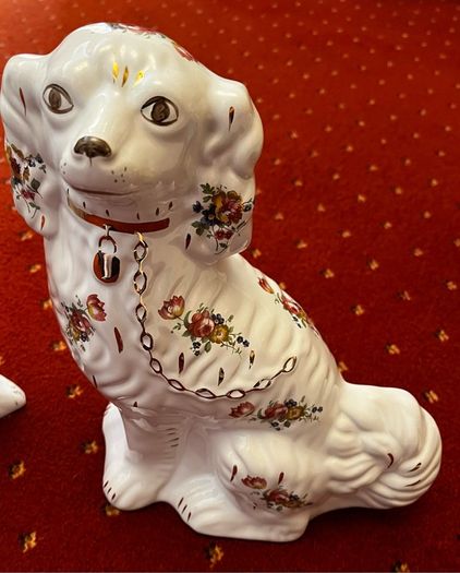 Vintage Royal Stafford Floral Chintz Mantel Dogs (Pair)