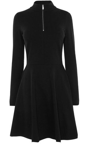 Karen Millen High Neck Zip Black Jersey Dress