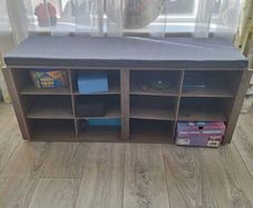 Storage bench with grey padded seat - excellent condition