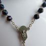 Vintage Long vintage garnet crystal aurora borealis 5 decades Rosary Image 9