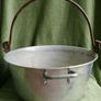 Vintage Aluminium Metal Handled Cooking Pot , Rustic Jam Pan Farmhouse Decor Image 3