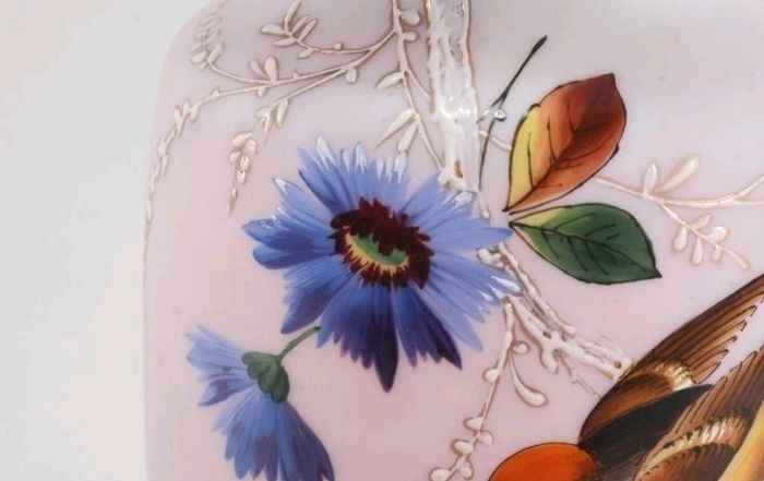 Antique handmade opaline glass vase