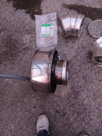 stove flue parts,2 45 degree  bends,, 1 cowl, finishing plate