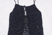 Motel Rocks Black Zebra Flocked Mesh Lace Up Cami Tank Top Size S