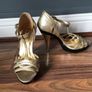 Gold High Heel with Peep Toe and Ankle Strap Size 36 Image 2