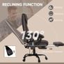 6-Point Massage Office Chair, PU Leather Desk Chair with Adjustable Height and Footrest for Home Office, Brown Image 5