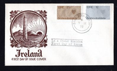 1972 Ireland World Health Day Commemorative Stamps Illustrated First Day Cover (FDC) with Bailar Atha Cliath (Dublic) cancel