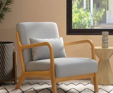 Lounge Armchair with Solid Wood Frame