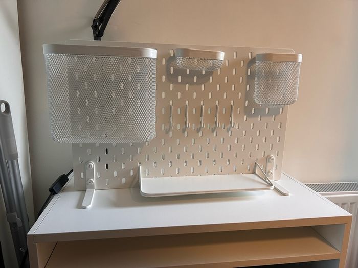 TOGETHER OR CAN BE SOLD SEPARATELY: IKEA desk, lamp, and desktop storage and organisation