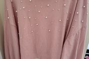 H&amp;M Pink Turtleneck Jumper with White Pearls