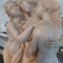 Three Graces Mantelpiece Antique Display On Black Marble Stand. Image 7