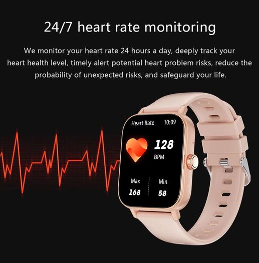 Fashion Smart Watch 1.83" Waterproof Fitness Heart Rate Tracker for Men/Women