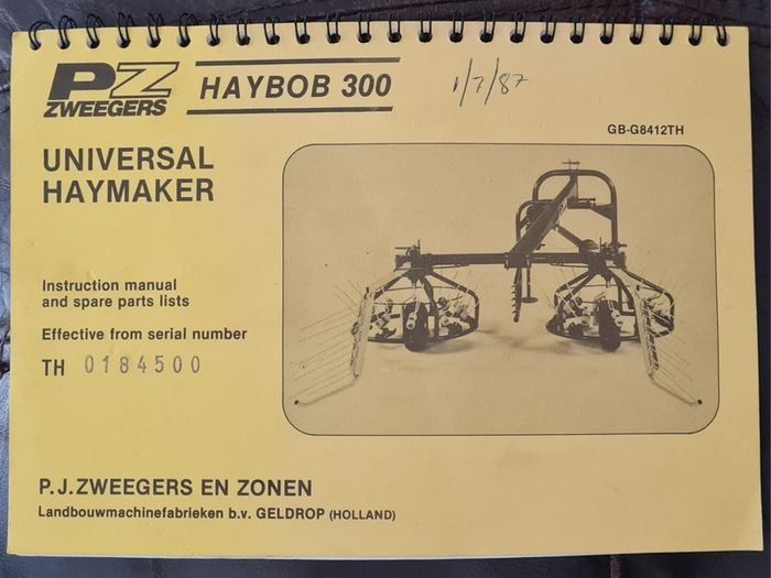PZ Zweegers Haybob 300 Owners Manual