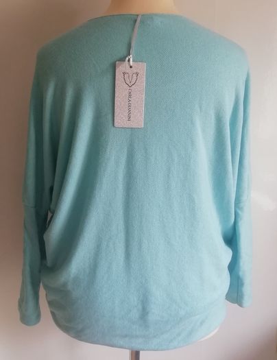 Carla Giannini Women's Angora Mix Top With Heart & Stars New With Tag Turquoise