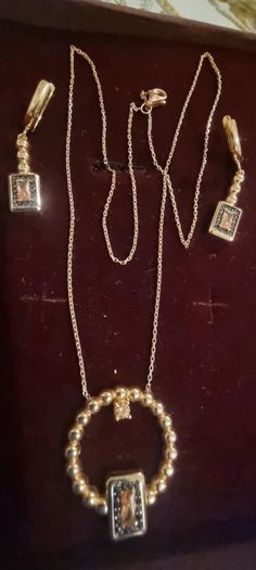 14k rose gold necklace+earrings