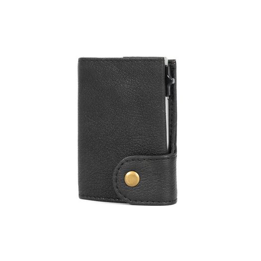 Genuine Leather Pop-Up Card Holder Wallet RFID Blocking Slim Credit Card Case