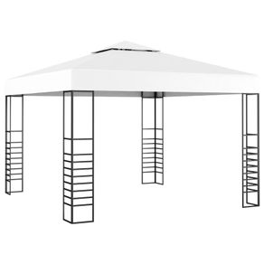 Garden Gazebo Powder-Coated Steel 4x3x2.7 m White