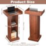 Podium Standing Desk Floor Standing Church Pulpit Stand with Wide Reading Surface and Storage Shelf,Wood Podium Classroom Lectern Stand Customer Reception Podiums Desk Image 2