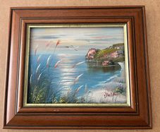 Vintage Oil painting coastal seascape