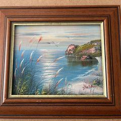 Vintage Oil painting coastal seascape