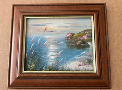 Vintage Oil painting coastal seascape