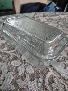 Vintage arcoroc french ribbed glass  butterdish