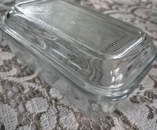 Vintage arcoroc french ribbed glass  butterdish