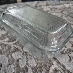 Vintage arcoroc french ribbed glass  butterdish
