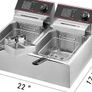 Electric Deep Fryer 12L 5000W Twin Basket Image 2