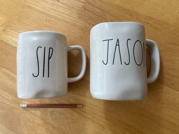 Rae Dunn Mug Pair SIP and JASON