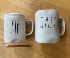 Rae Dunn Mug Pair SIP and JASON