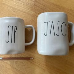 Rae Dunn Mug Pair SIP and JASON