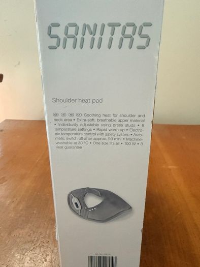 Sanitas Shoulder heat pad 6 temperature settings Rapid warm up