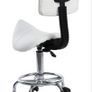 Saddle Spa Rolling White Stool with Back Support for Beauty Tattoo Image 3