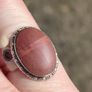 Mid Century Large Oval Cabochon Agate Sterling Silver Ring Image 3
