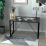 Computer Desk with World Map Printing Tempered Glass Top, Writing Desk for Home Office with Metal Frame, Black Image 2