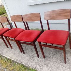 mid century teak dining chairs x4