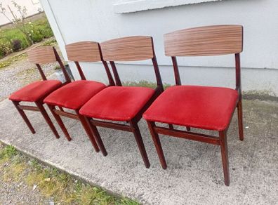 mid century teak dining chairs x4