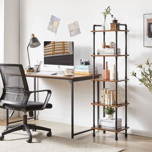 NEW SALE | Ladder Shelf,5-Tier Storage Shelves,Small Bookshelf,Shelving Unit with Metal Frame,Vintage Industrial Plant Display Stand,Bookcase for Living Room, Home Office